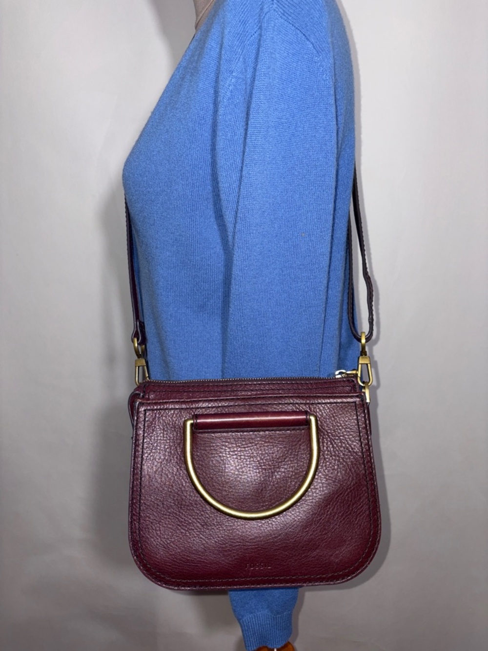Fossil Ryder Mini Satchel in Color Fig Convertible Crossbody Purse Bag